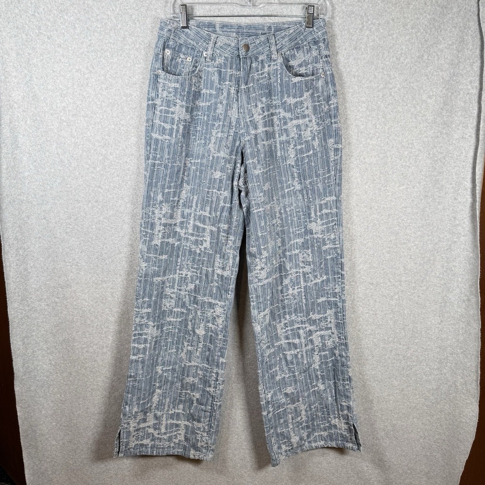 Sumwon Pants Womens 27 Wide Leg Jean Distressed Look Woven Trouser